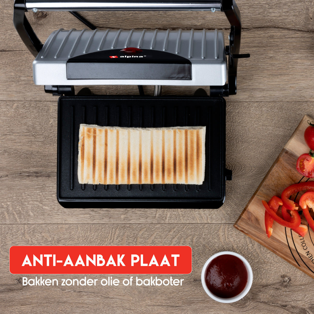 alpina Contactgrill voor Panini, Tosti, Hamburgers 700W - maximondo