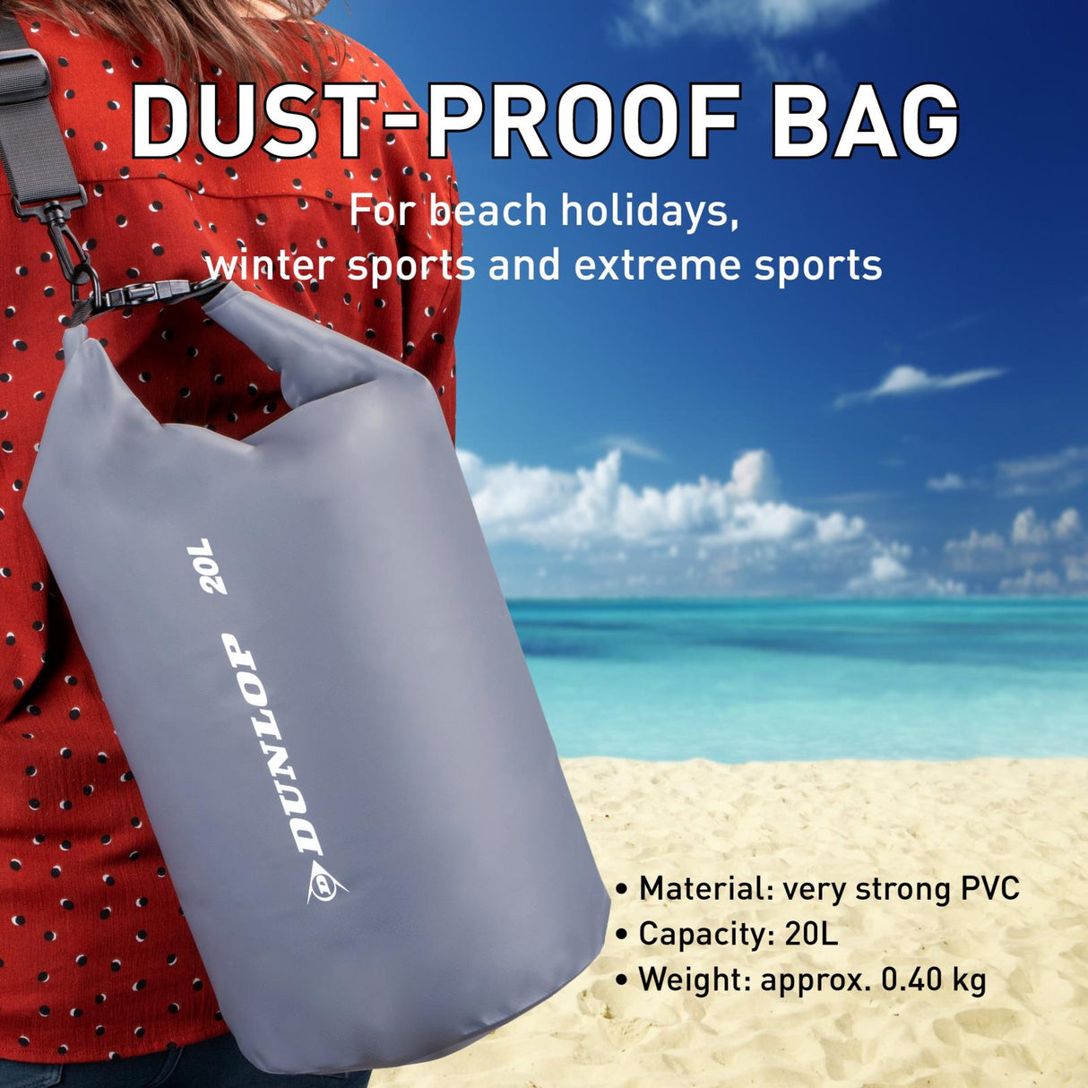 Dunlop 20L Waterdichte Tas Grijs - maximondo