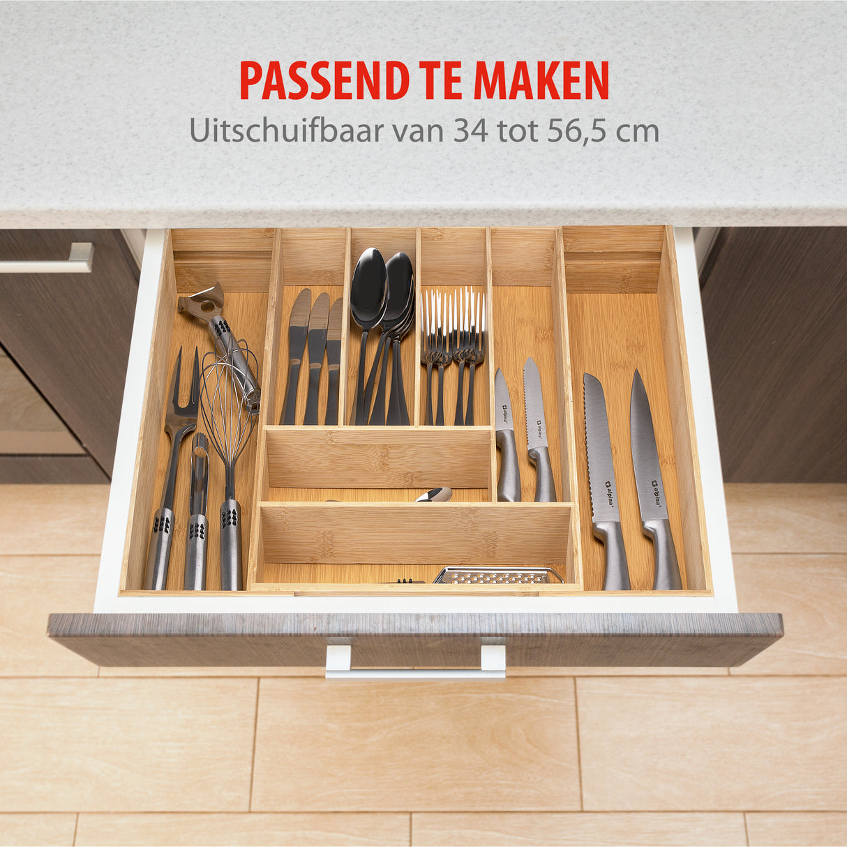 alpina Besteklade Organizer, Bamboe - maximondo