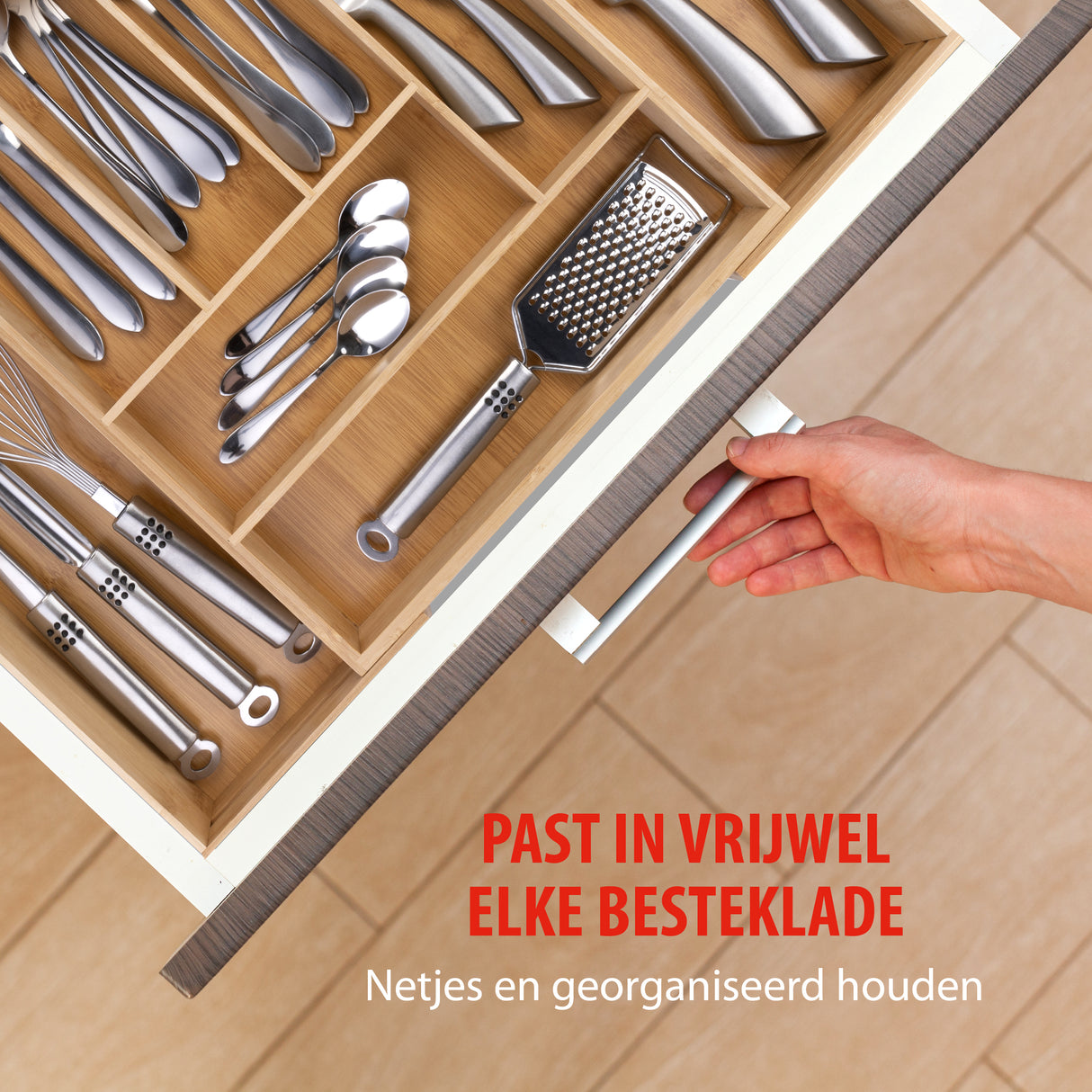 alpina Uitschuifbare Bestekbak - Besteklade - 6 tot 8 Vakken