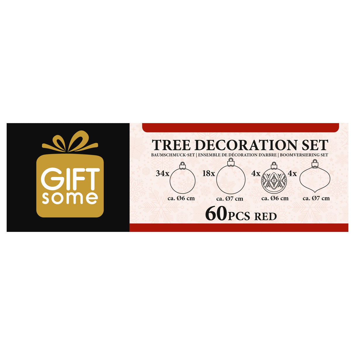 Giftsome Kerstballen Rood 60 Stuks