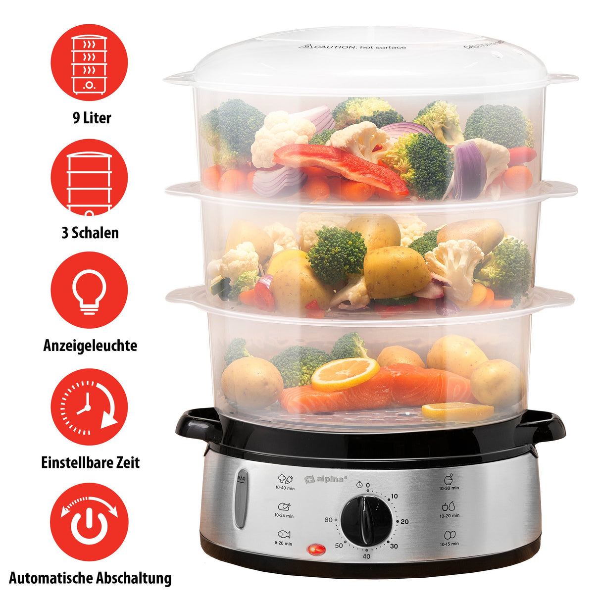 alpina Stoomkoker 9L Stomer 800W - maximondo