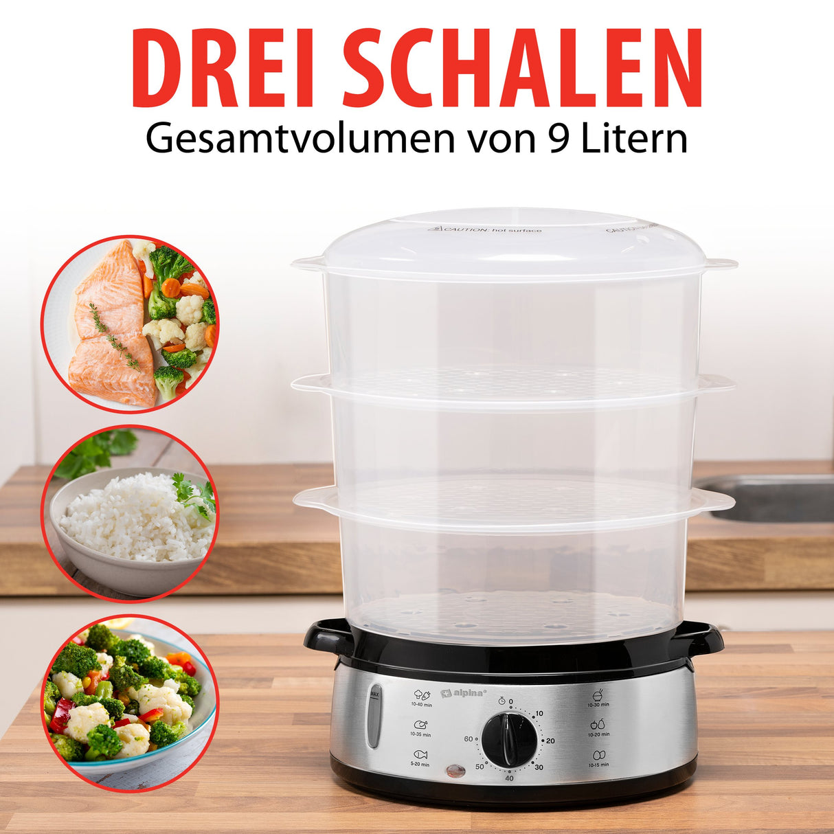 alpina Stoomkoker 9L Stomer 800W - maximondo