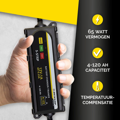 Dunlop Acculader LED 12V - Auto/Motor/Boot - maximondo