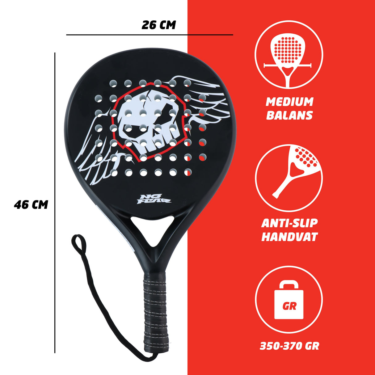 No Fear Padelracket 350-370 GR - maximondo