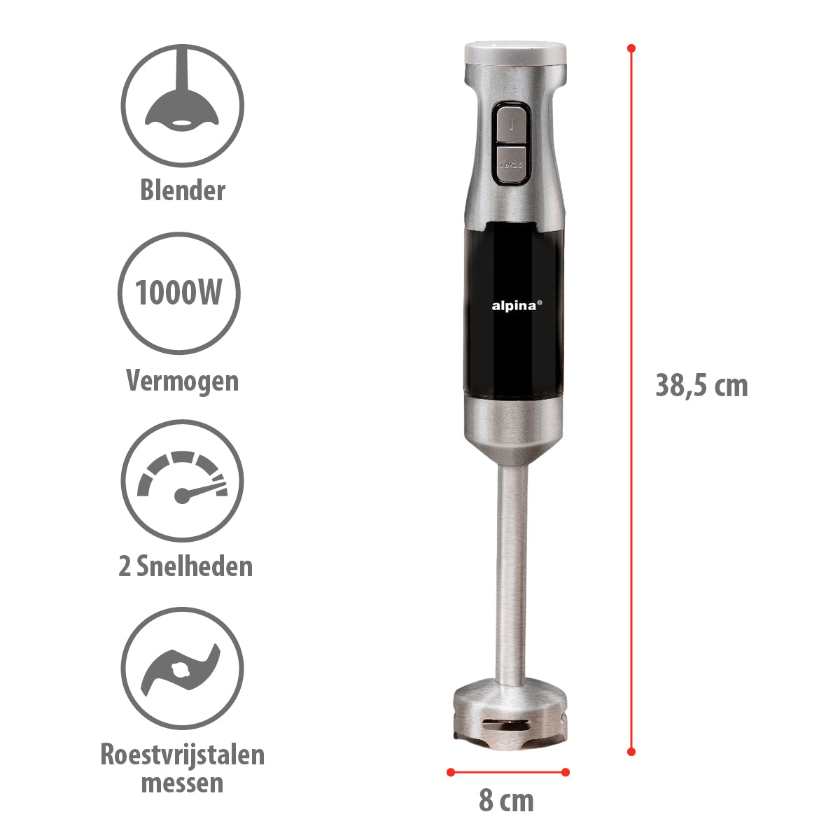 alpina Staafmixer 1000W met Maatbeker