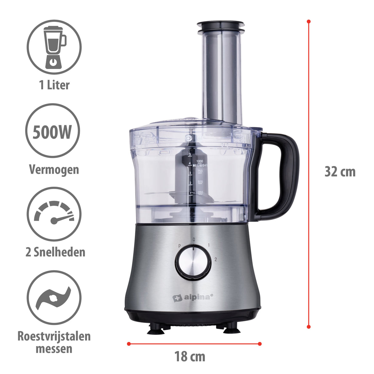 alpina 3in-1 Foodprocessor 1L 600W - maximondo