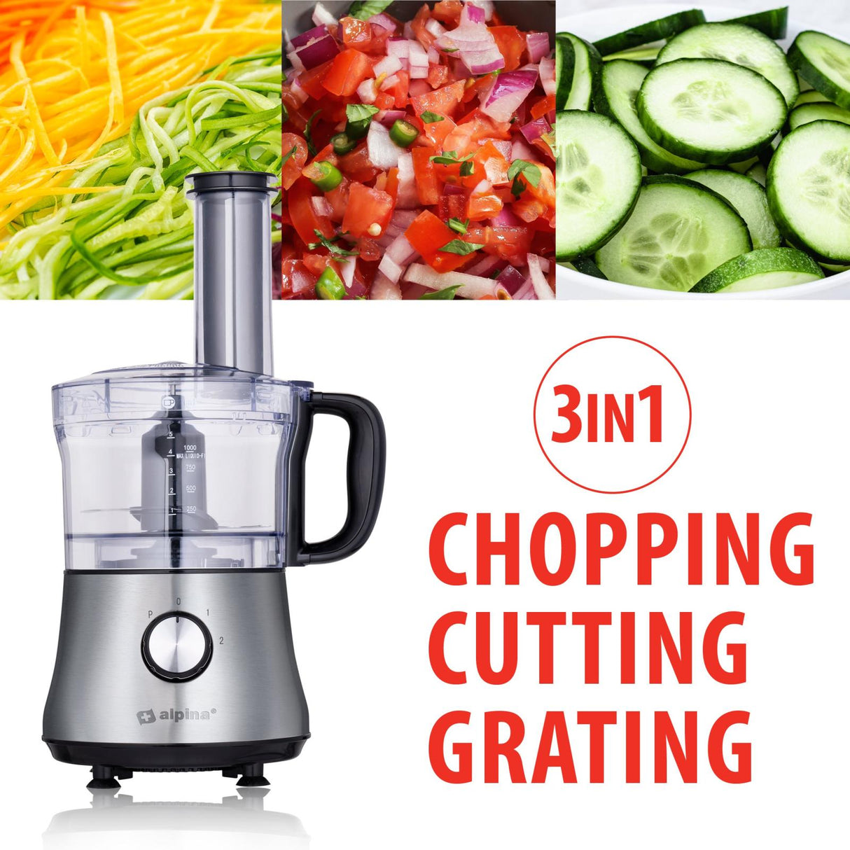 3-in-1 Foodprocessor 600W - maximondo
