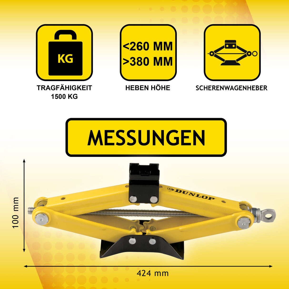 Dunlop Autokrik 1500KG - Geel/Zwart - maximondo