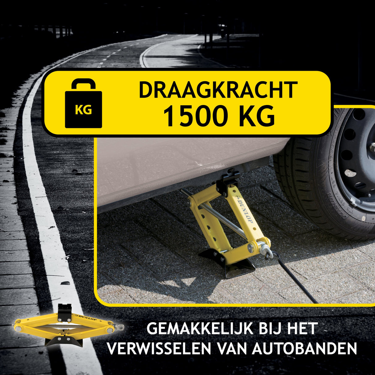 Dunlop Autokrik 1500KG - Geel/Zwart - maximondo