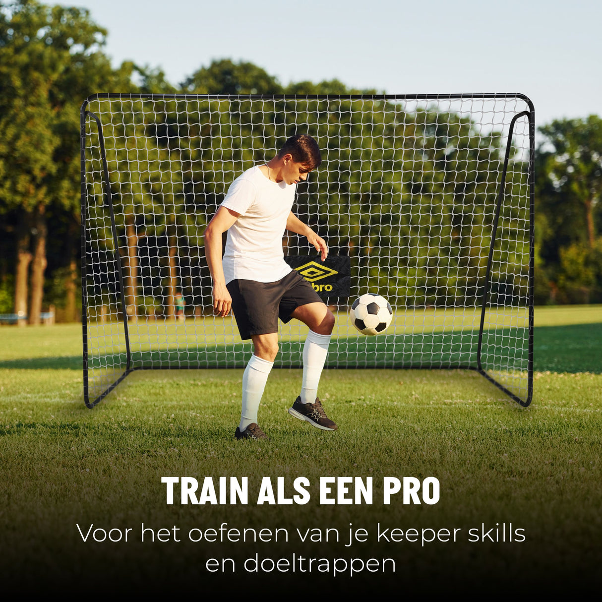 Umbro Voetbaldoel 300x120x205 cm - Zwart/Geel - maximondo
