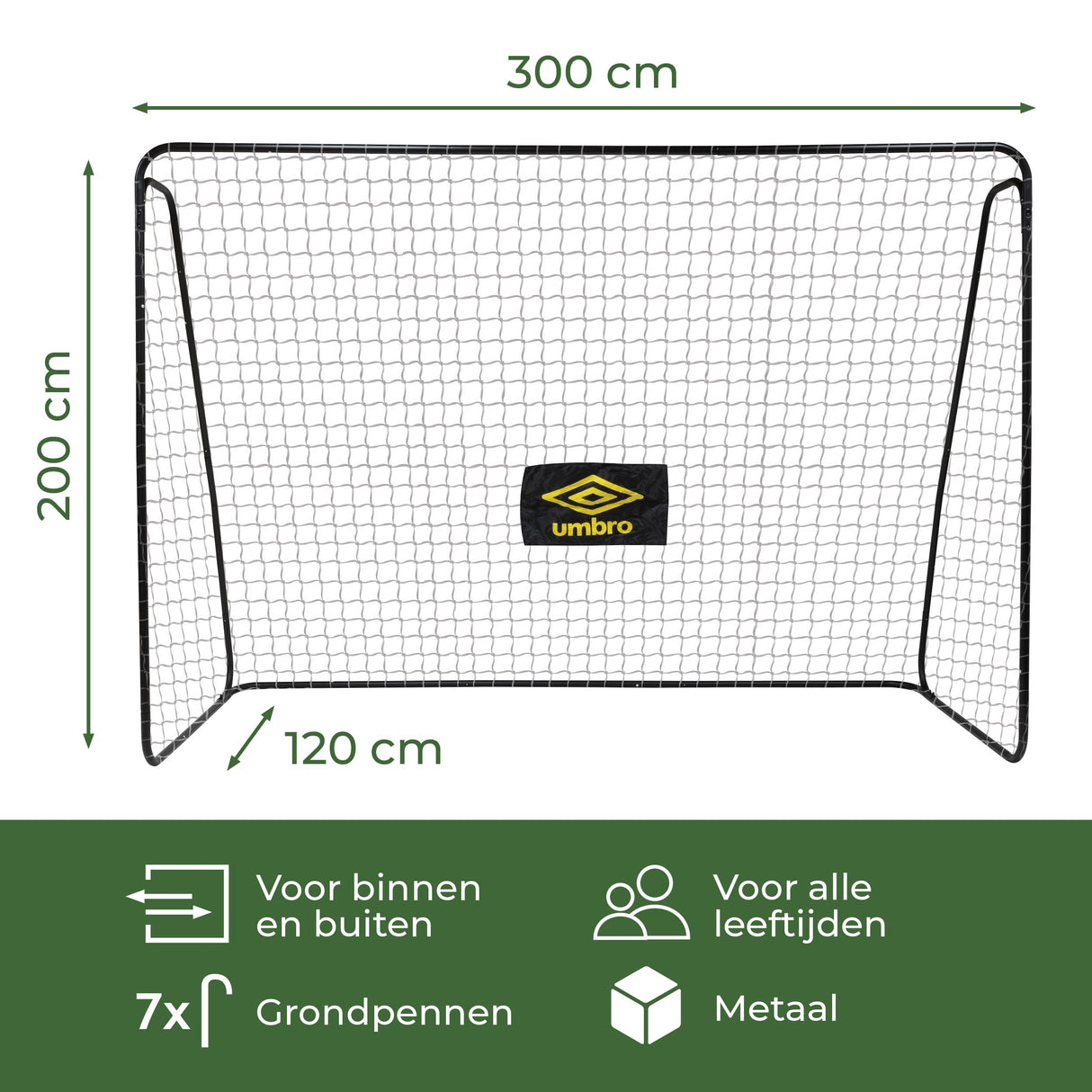 Umbro Voetbaldoel 300x120x205 cm - Zwart/Geel - maximondo