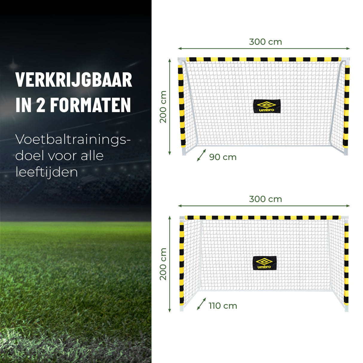 Umbro Voetbaldoel 300x200 cm - Zwart/Geel - maximondo