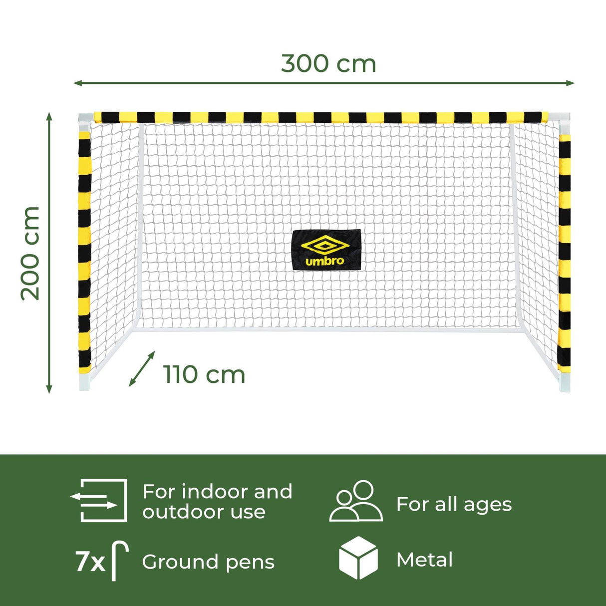 Umbro Voetbaldoel 300x200 cm - Zwart/Geel - maximondo