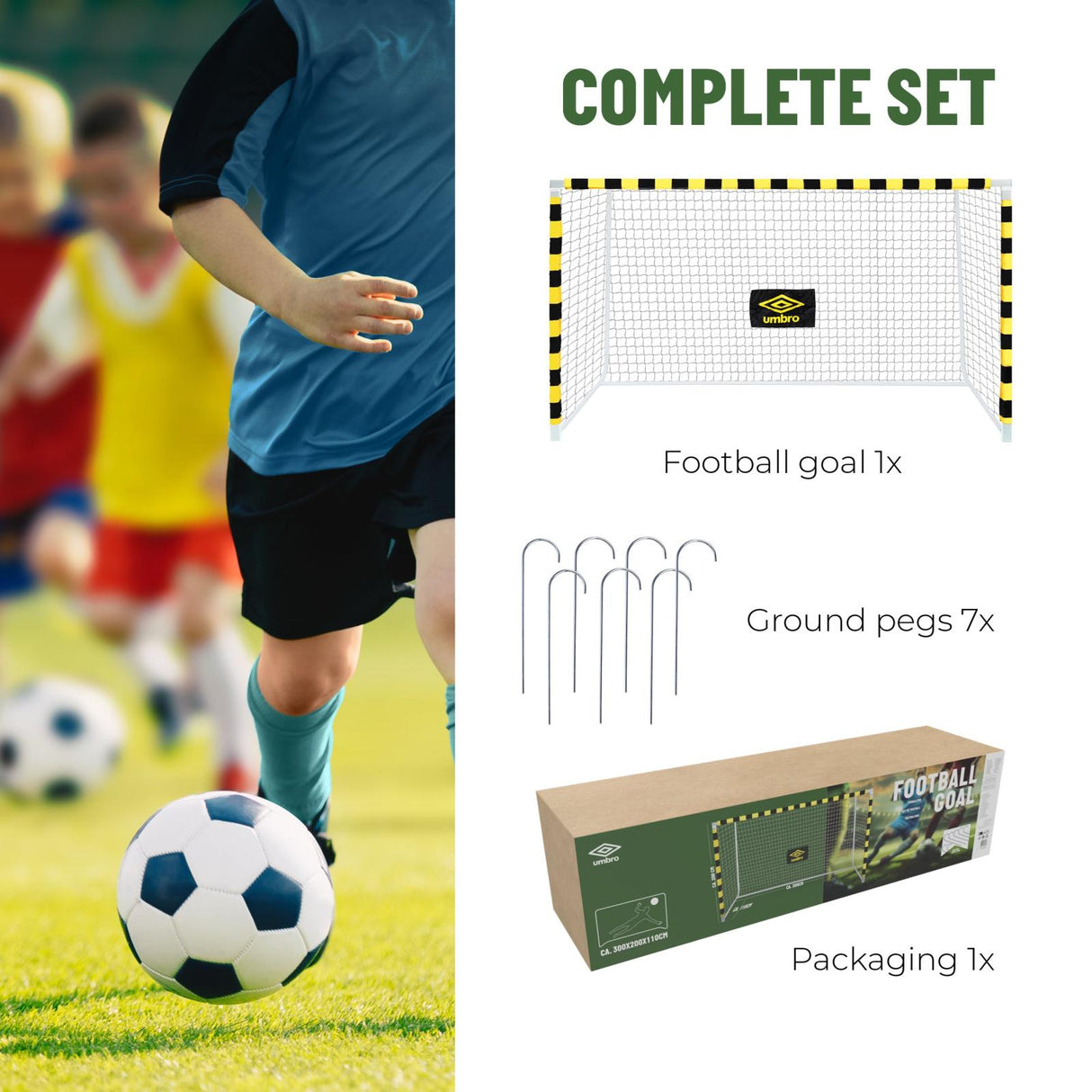 Umbro Voetbaldoel 300x200 cm - Zwart/Geel - maximondo