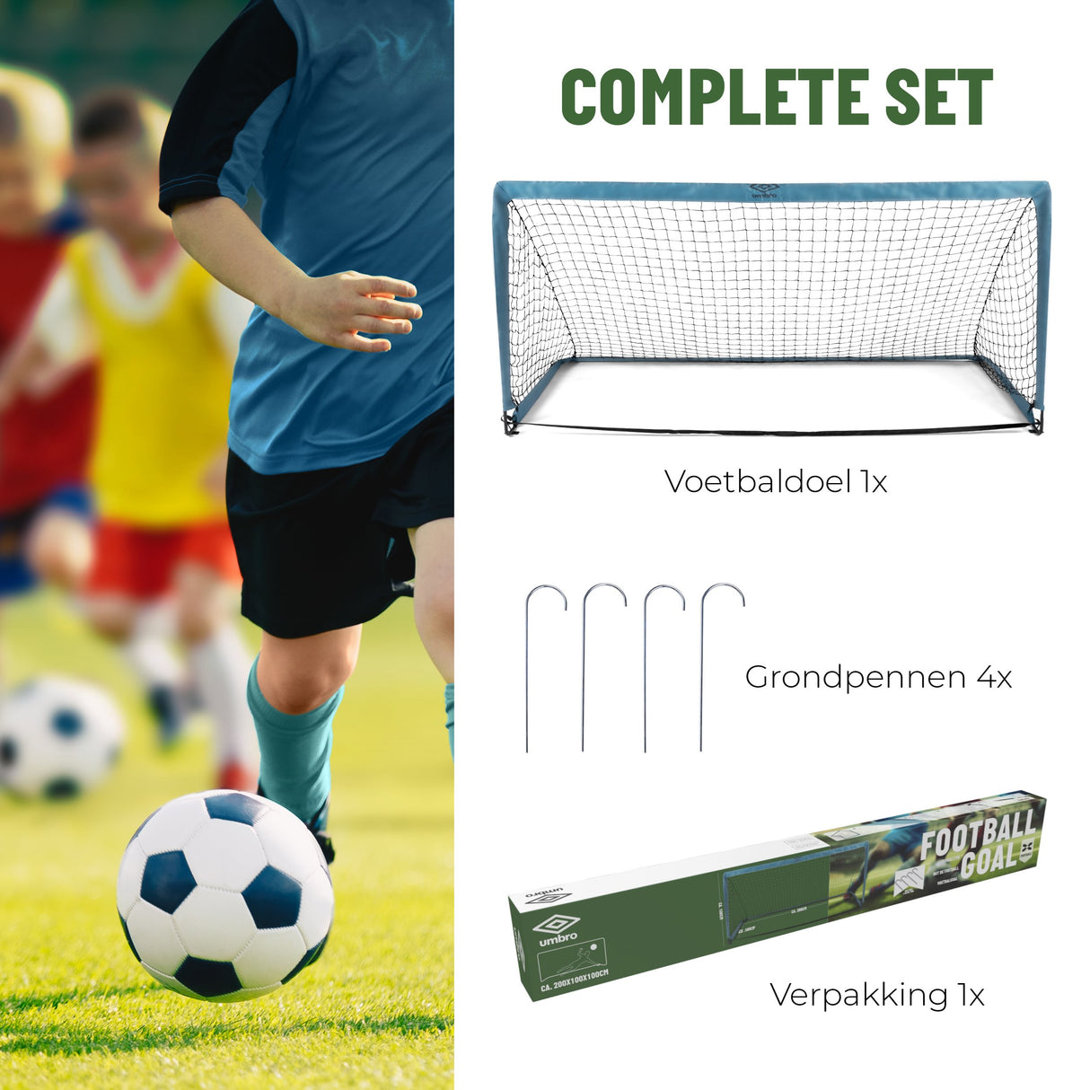 Umbro Voetbaldoel 200x100x100 cm - maximondo