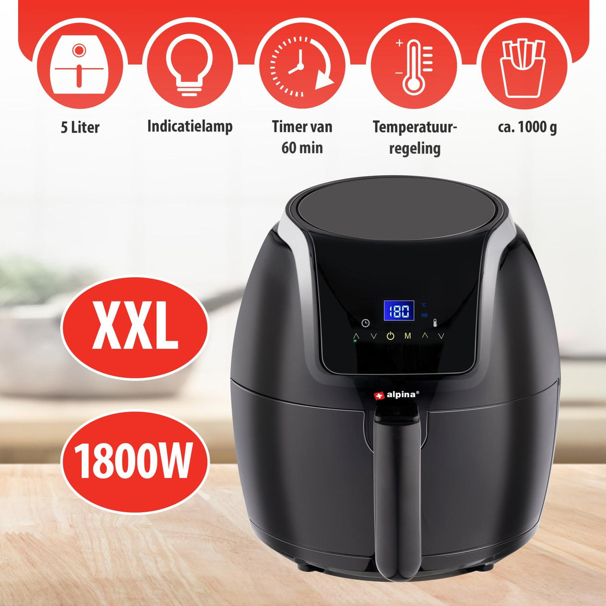 Airfryer digitaal 5L 230V - maximondo