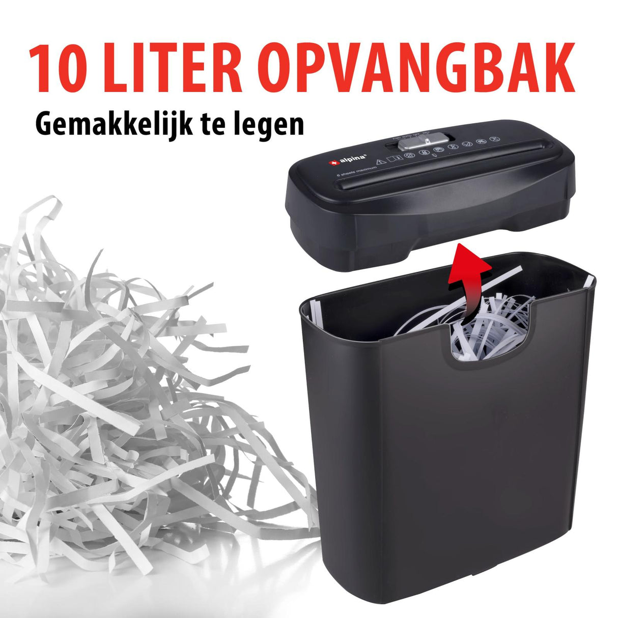 alpina Papierversnipperaar 190W Zwart - maximondo