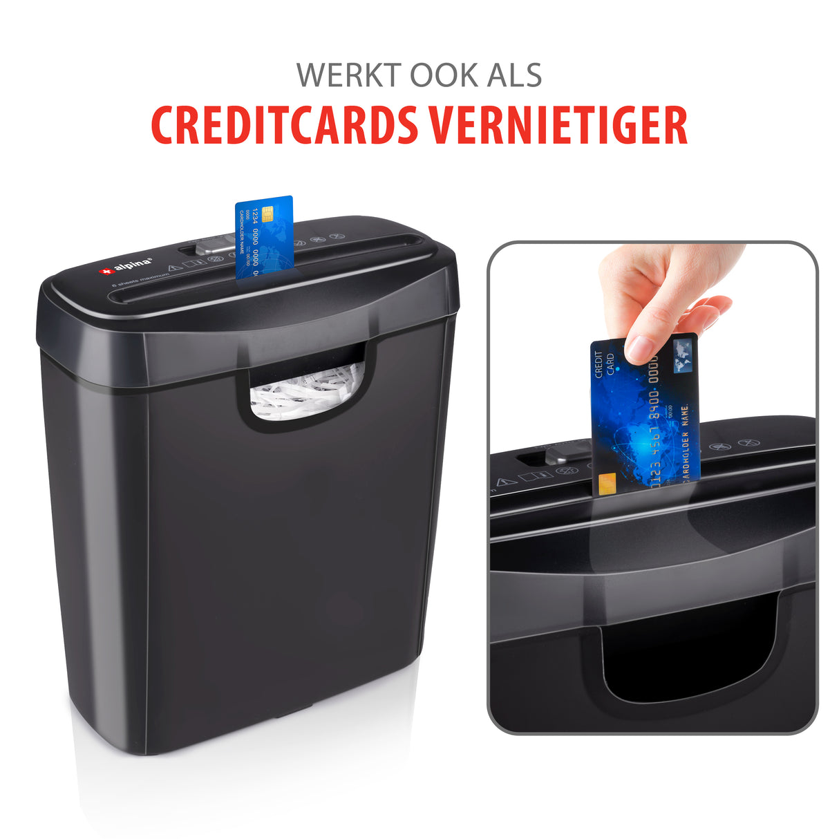 alpina Papierversnipperaar 190W Zwart - maximondo