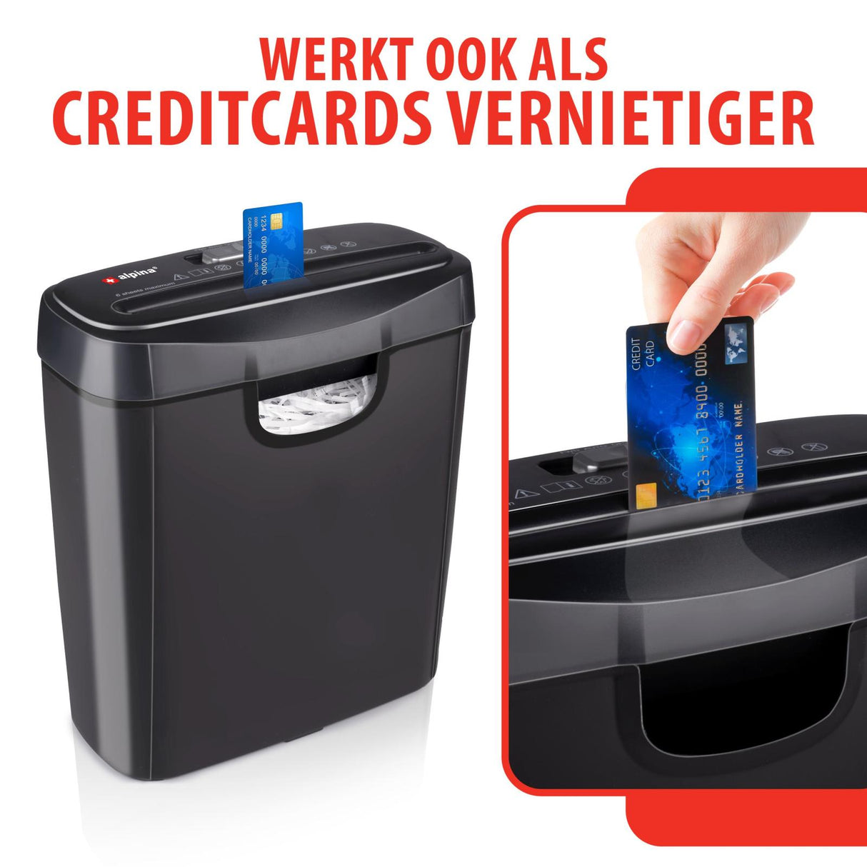 alpina Papierversnipperaar 190W Zwart - maximondo
