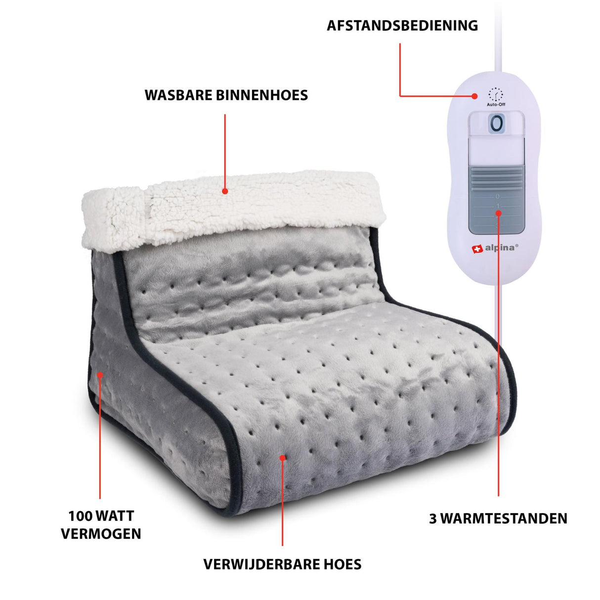 Elektrische Voetenwarmer Lichtgrijs - maximondo