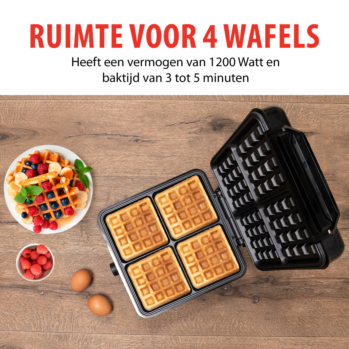 alpina Wafelijzer 4 Wafels 1200W - maximondo