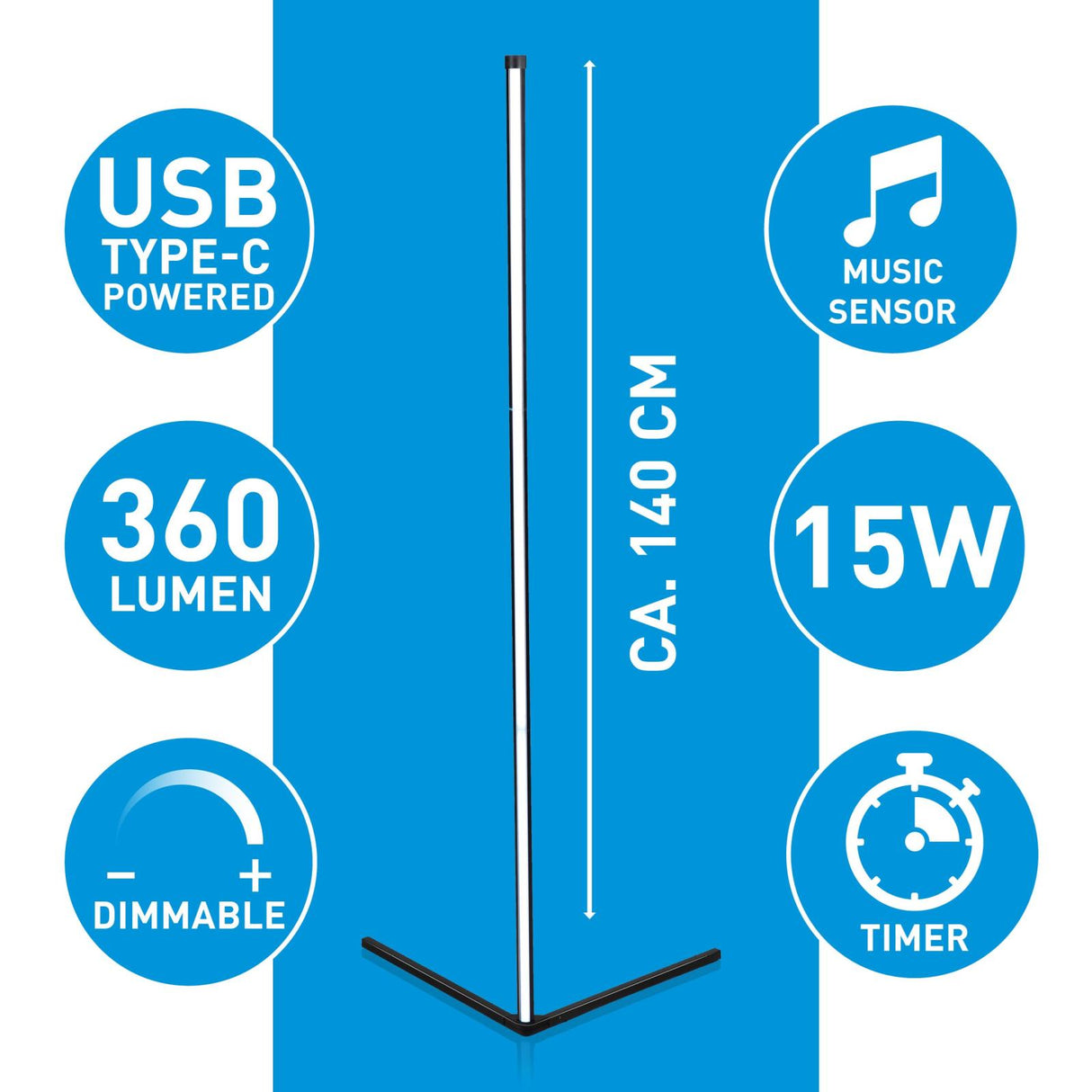 Grundig RGB Hoeklamp 140cm - maximondo