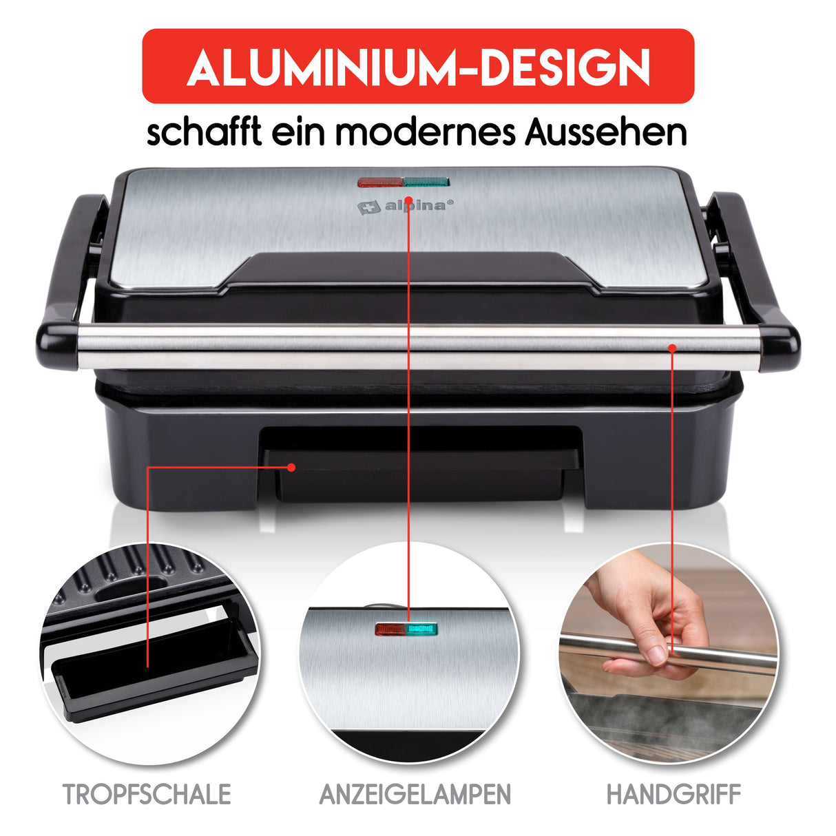 alpina Contactgrill 750W Tosti Grill - maximondo