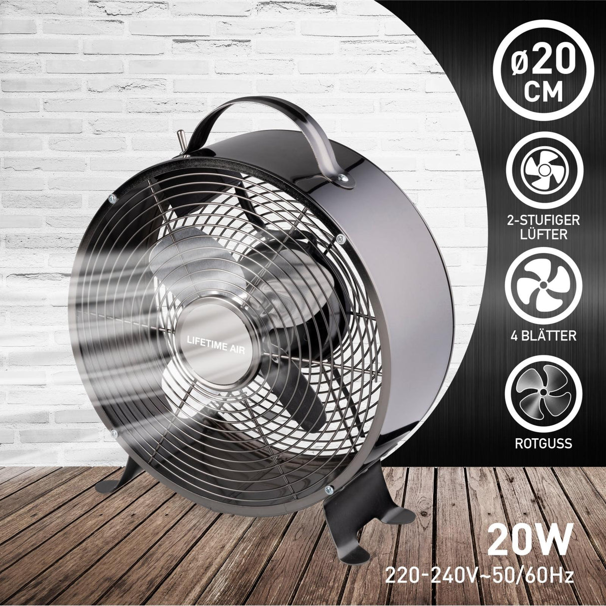 Lifetime Air Tafelventilator Zwart - maximondo