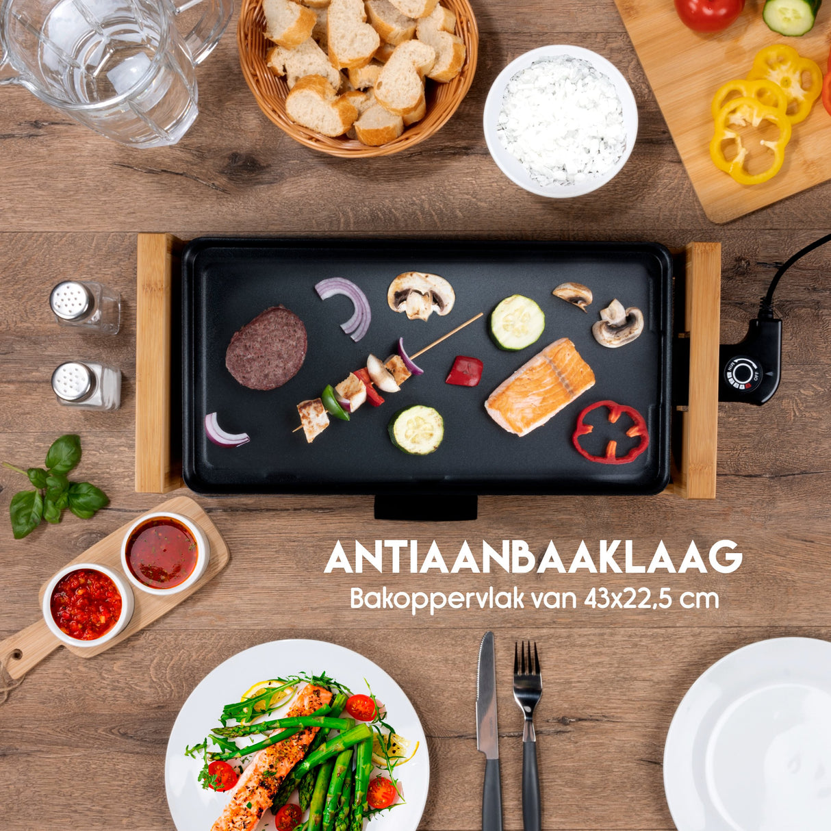 alpina Teppanyaki Bakplaat 2000W, 43 x 22.5 CM - maximondo