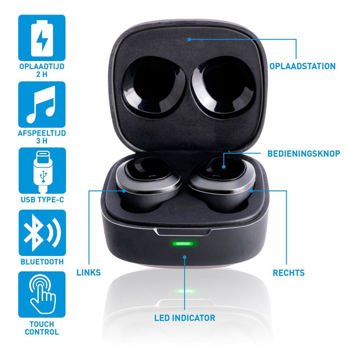 Grundig Oortjes Bluetooth Zwart - maximondo