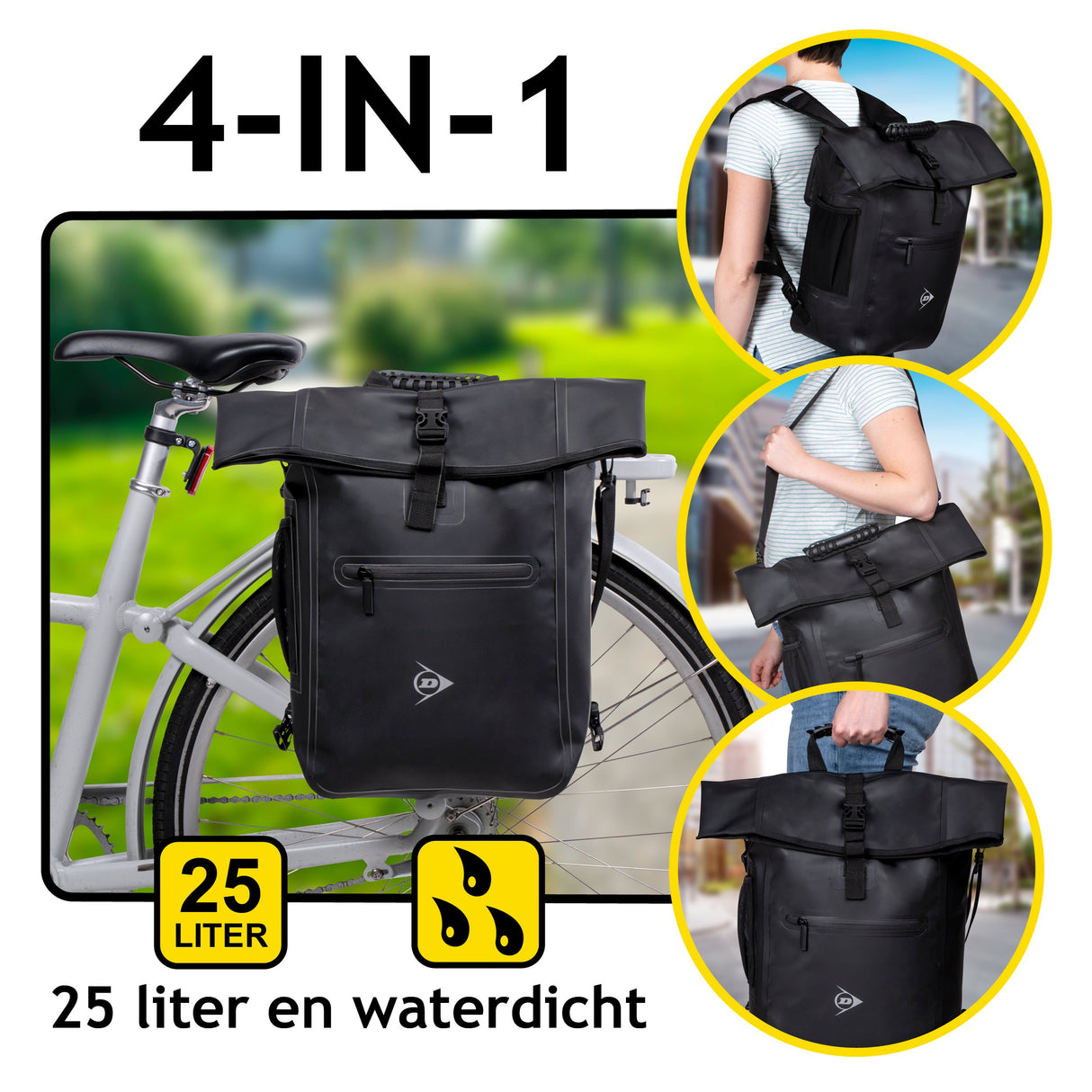 Dunlop 4-in-1 Fietsrugzak Waterdicht 25L - maximondo