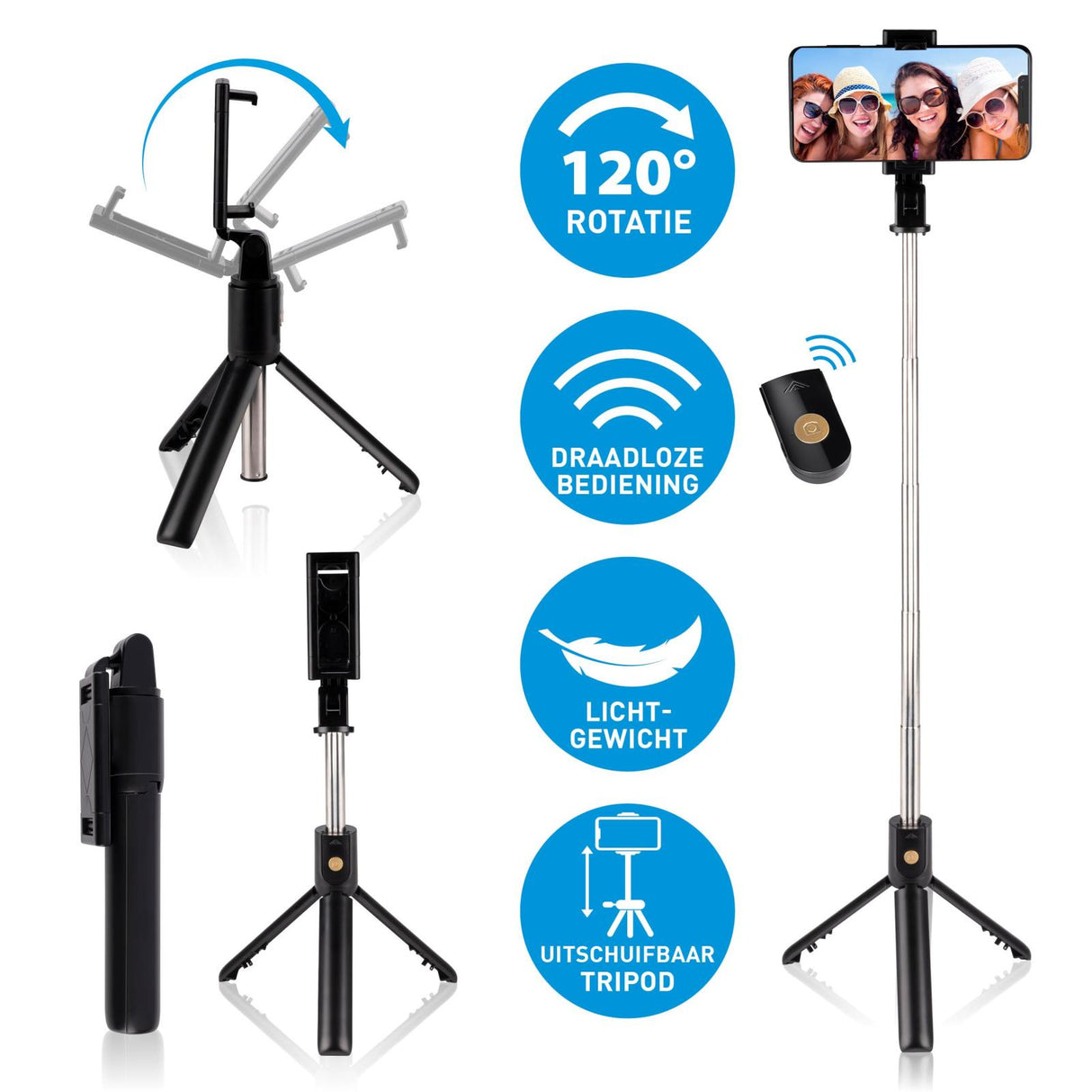 Selfiestick Tripod voor Smartphone Bluetooth - maximondo