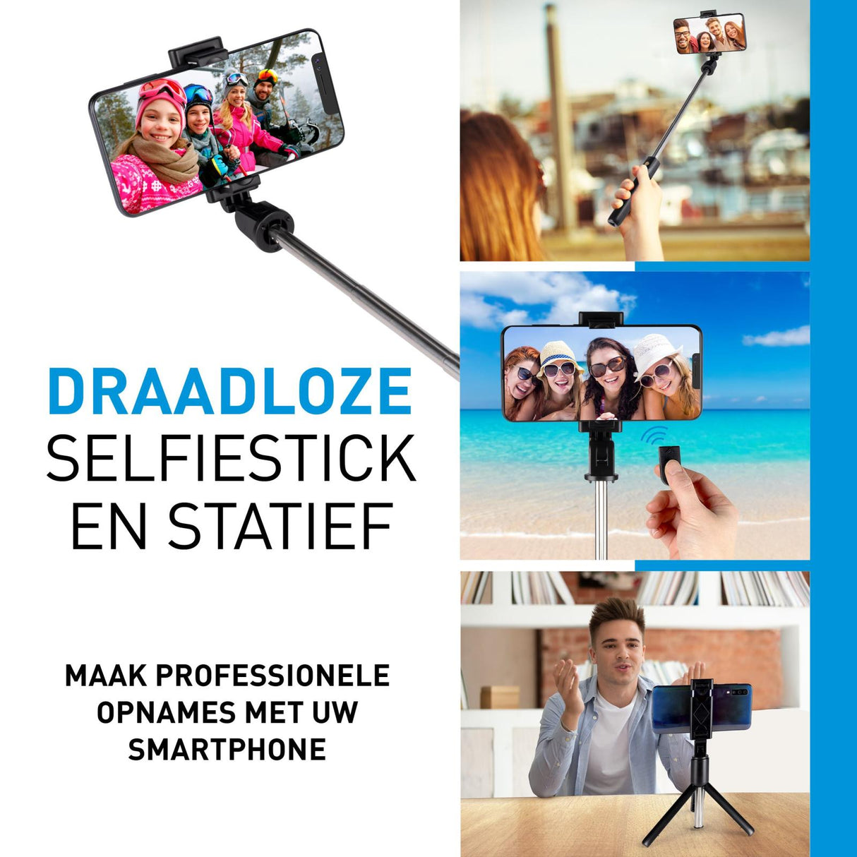 Selfiestick Tripod voor Smartphone Bluetooth - maximondo