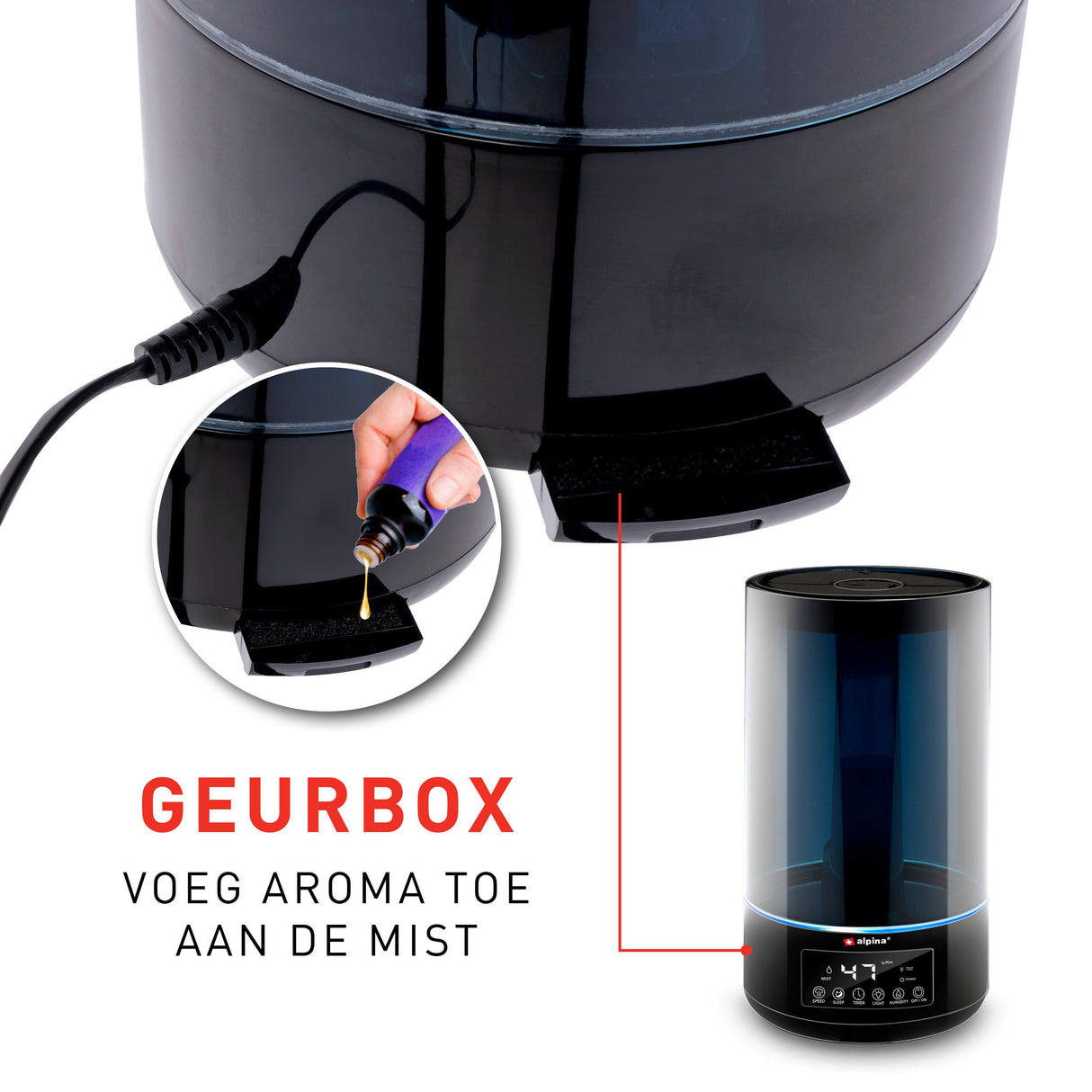 alpina Luchtbevochtiger 4.3L - Zwart - maximondo