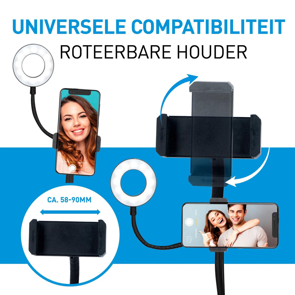 Selfie Studio Ringlamp met Klem 2 in-1 - maximondo