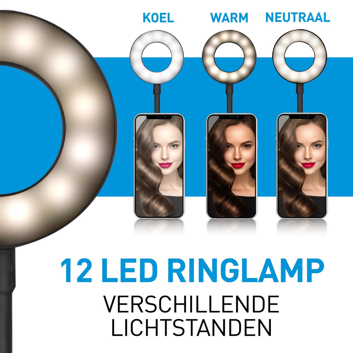 Selfie Studio Ringlamp met Klem 2 in-1 - maximondo