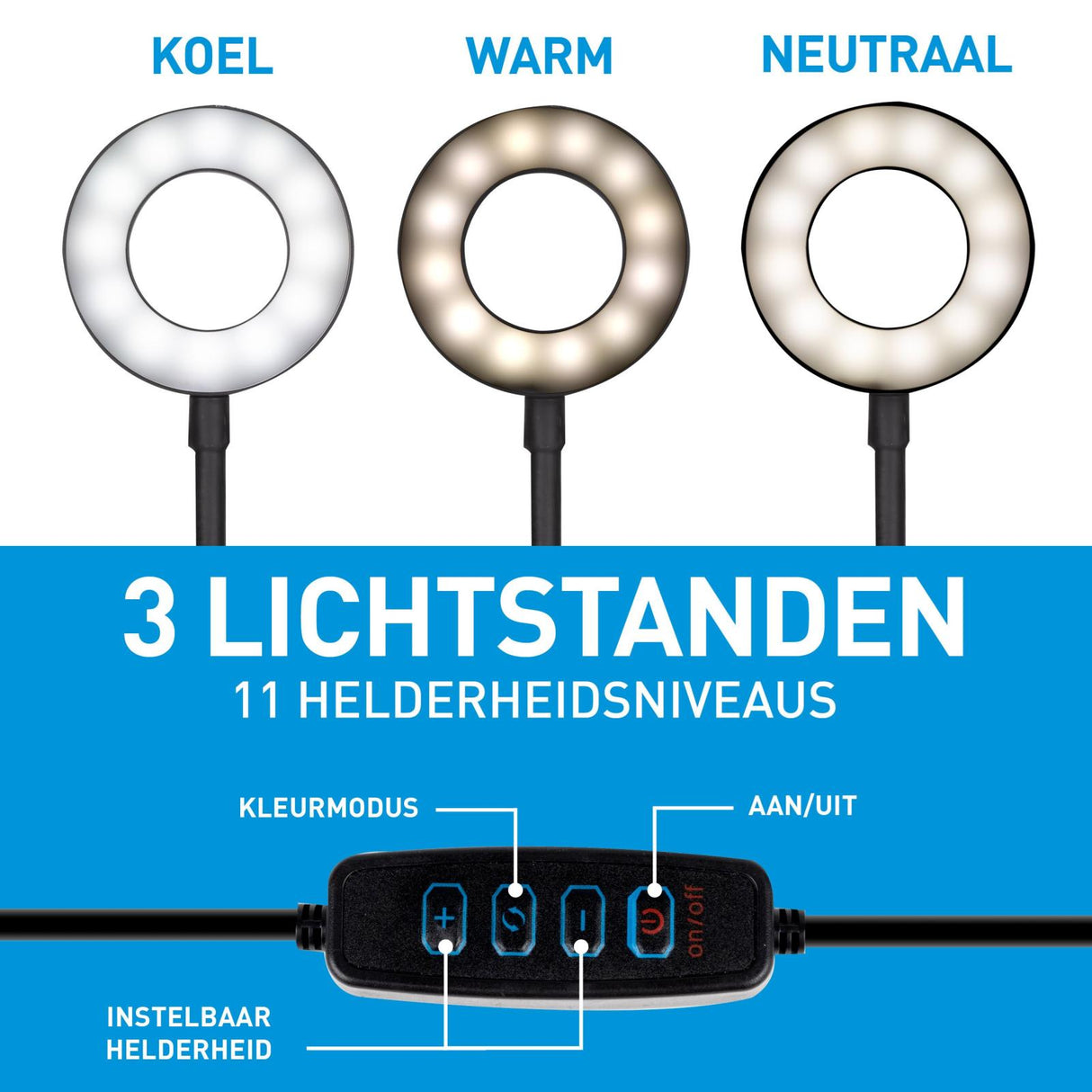 Selfie Studio Ringlamp met Klem 2 in-1 - maximondo