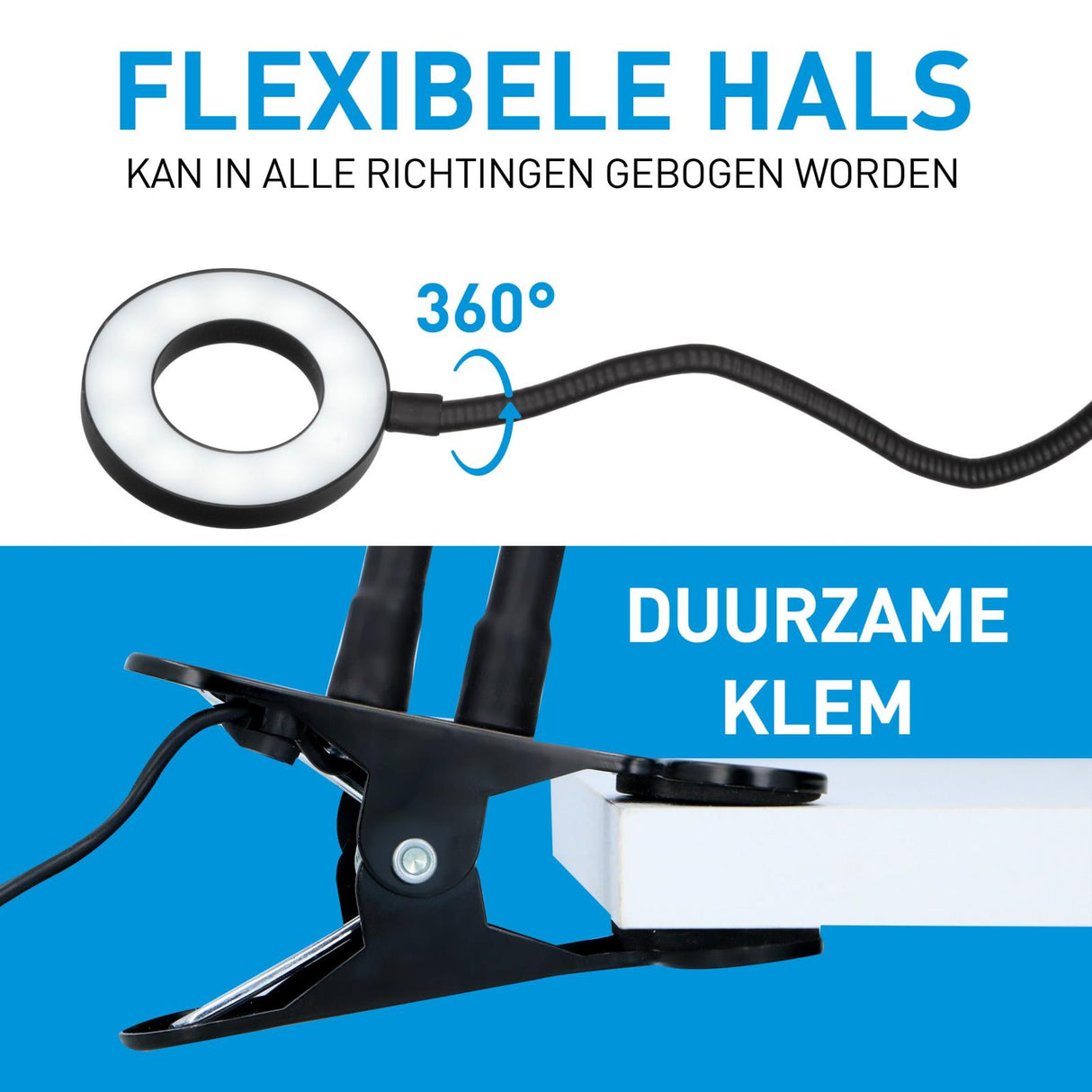 Selfie Studio Ringlamp met Klem 2 in-1 - maximondo