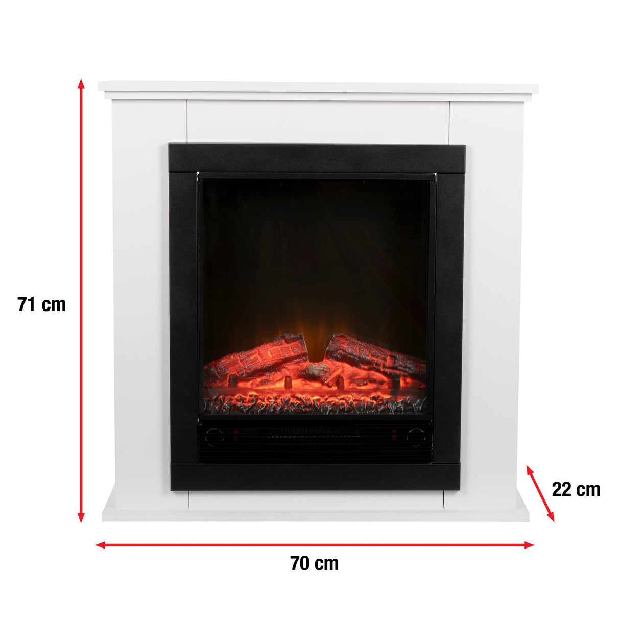 Classic Fire Lugano Sfeerhaard 1800W, Wit - maximondo