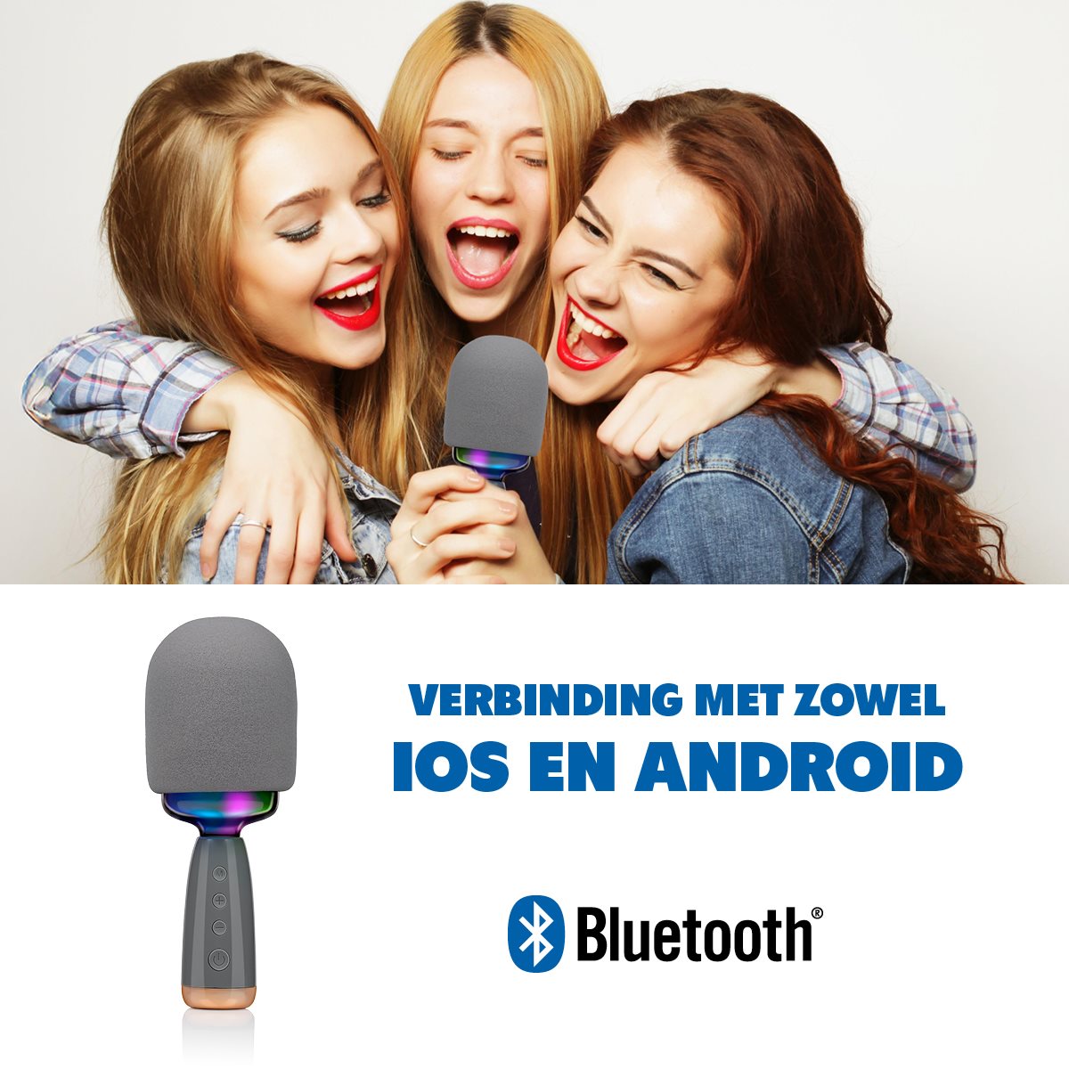 Karaoke Microfoon Bluetooth RGB Licht, 5 Uur - maximondo
