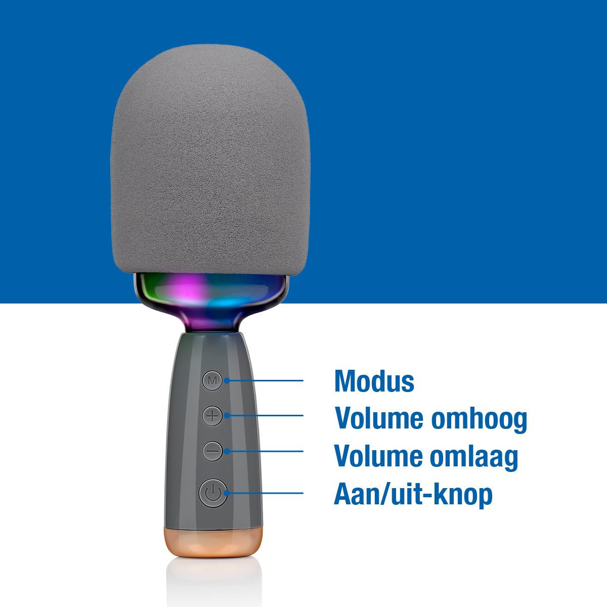 Karaoke Microfoon Bluetooth RGB Licht, 5 Uur - maximondo