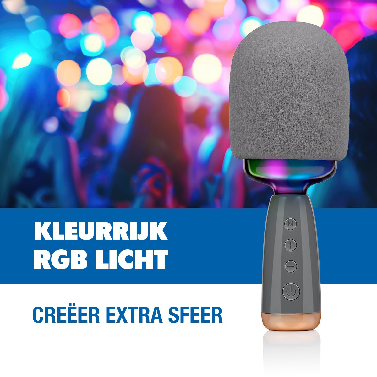 Karaoke Microfoon Bluetooth RGB Licht, 5 Uur - maximondo