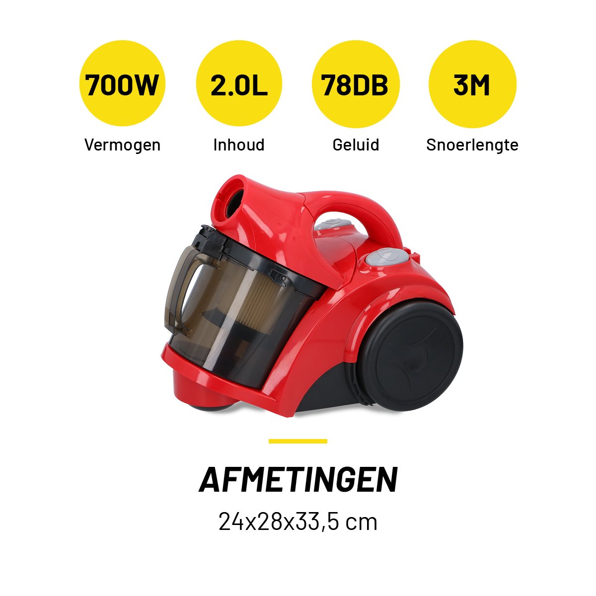 Dunlop Stofzuiger zonder Zak 700W - maximondo