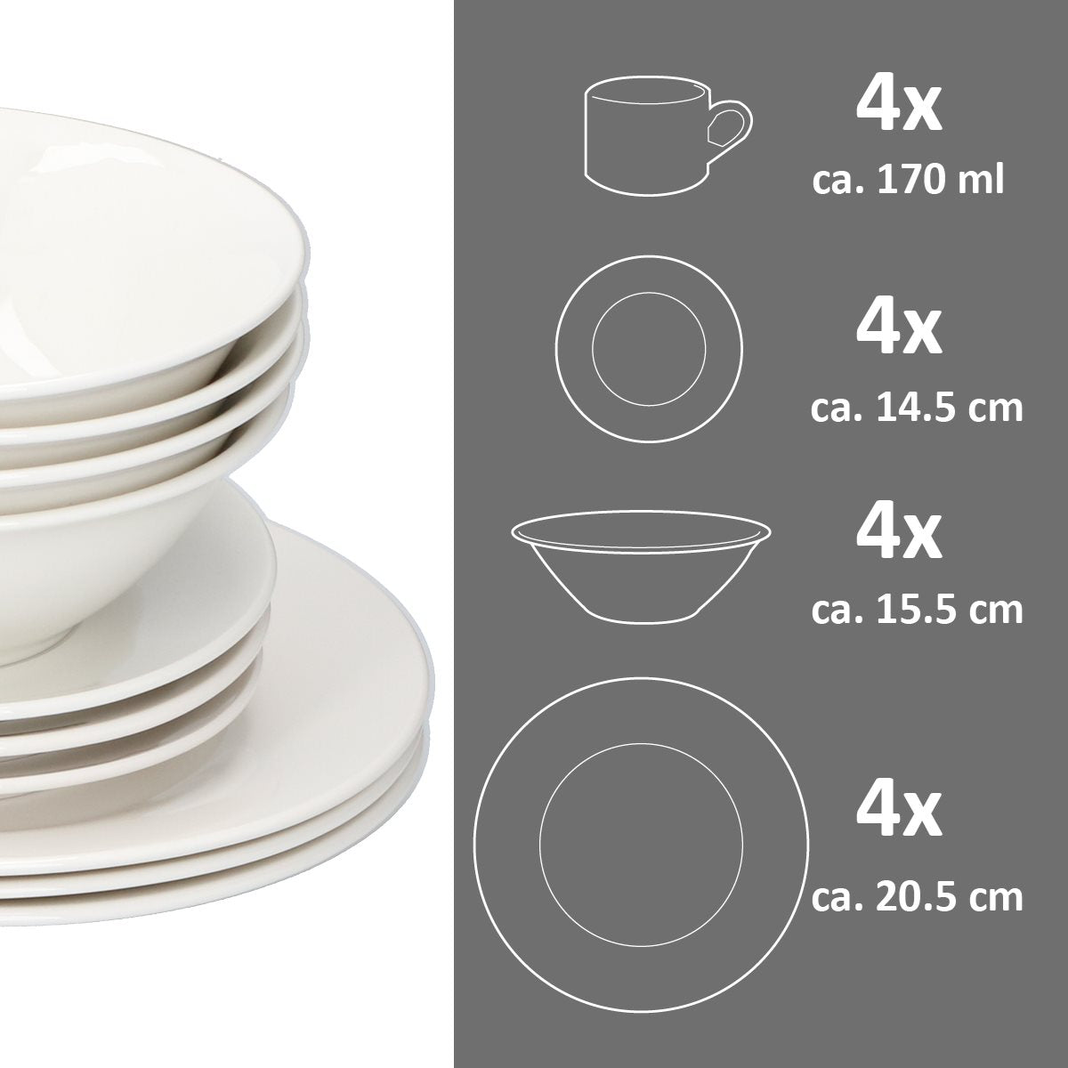 alpina Serviesset 16-Delig - 4 Personen - Wit - maximondo