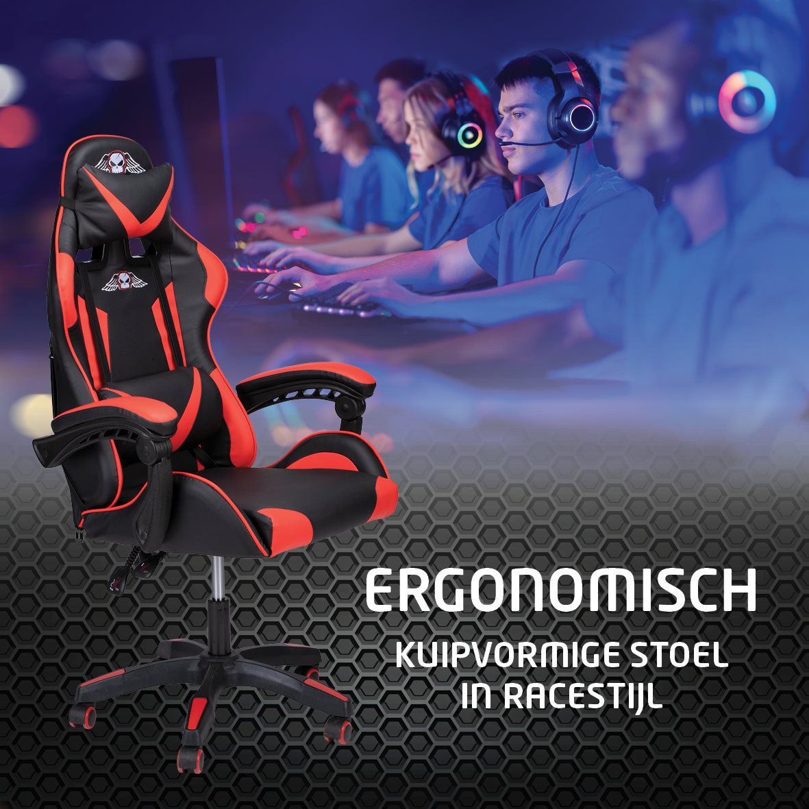 No Fear Gaming Stoel - Rood/Zwart - maximondo