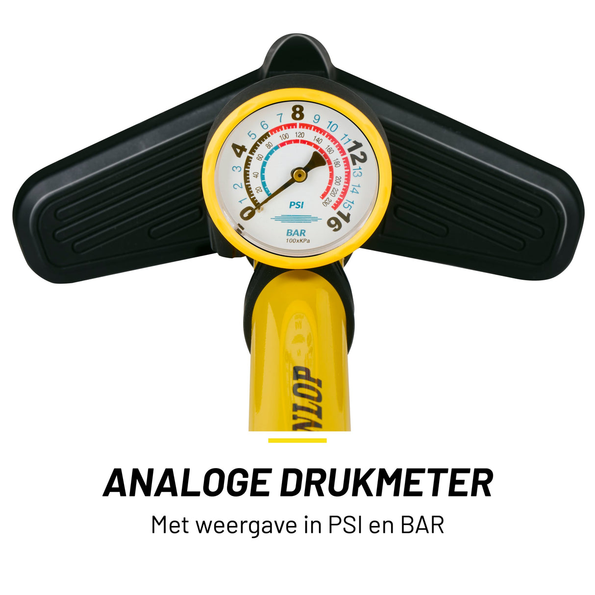 Dunlop Fietspomp met Drukmeter - maximondo