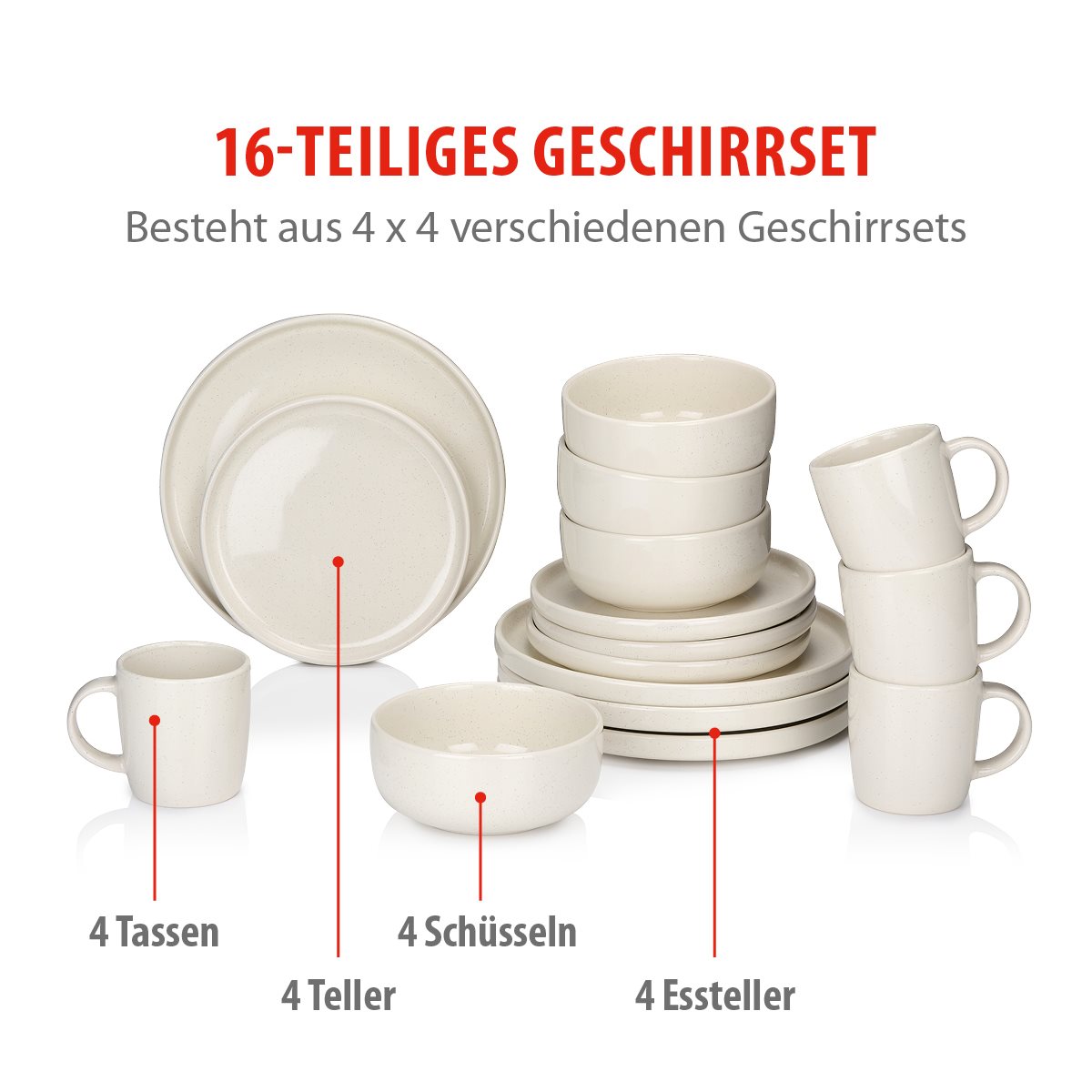 alpina Serviesset 16Delig - 4 Persoons Bordenset - maximondo