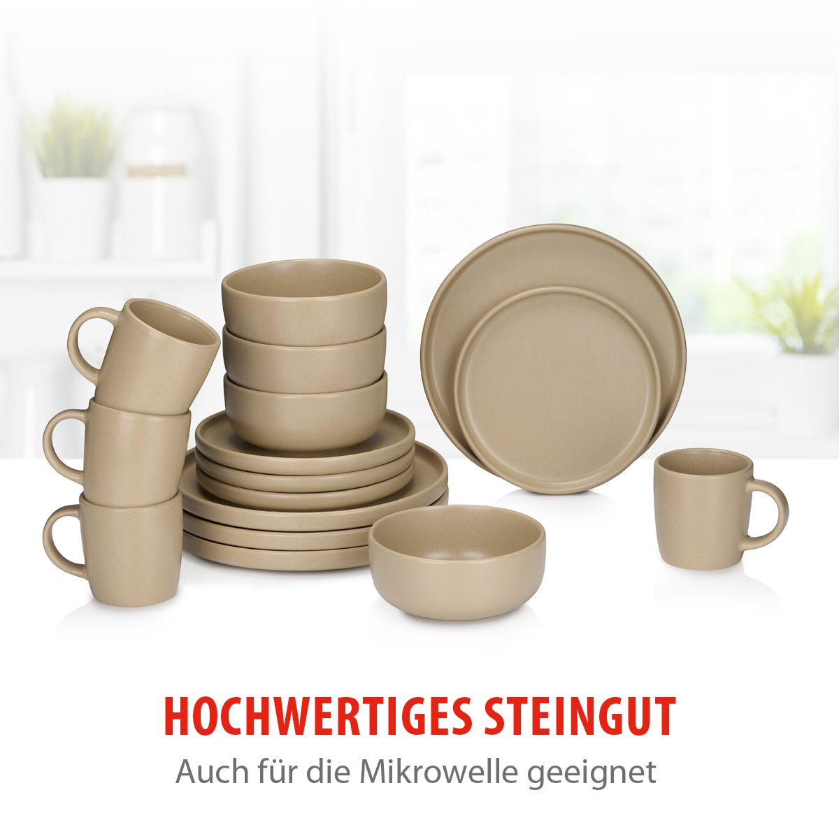 alpina Serviesset 16Delig - Aardewerk - Zand - maximondo