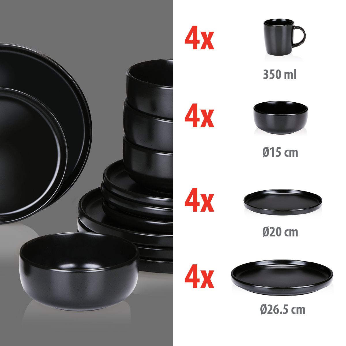 alpina Serviesset 4 Persoons - Aardewerk Servies 16-Delig - maximondo